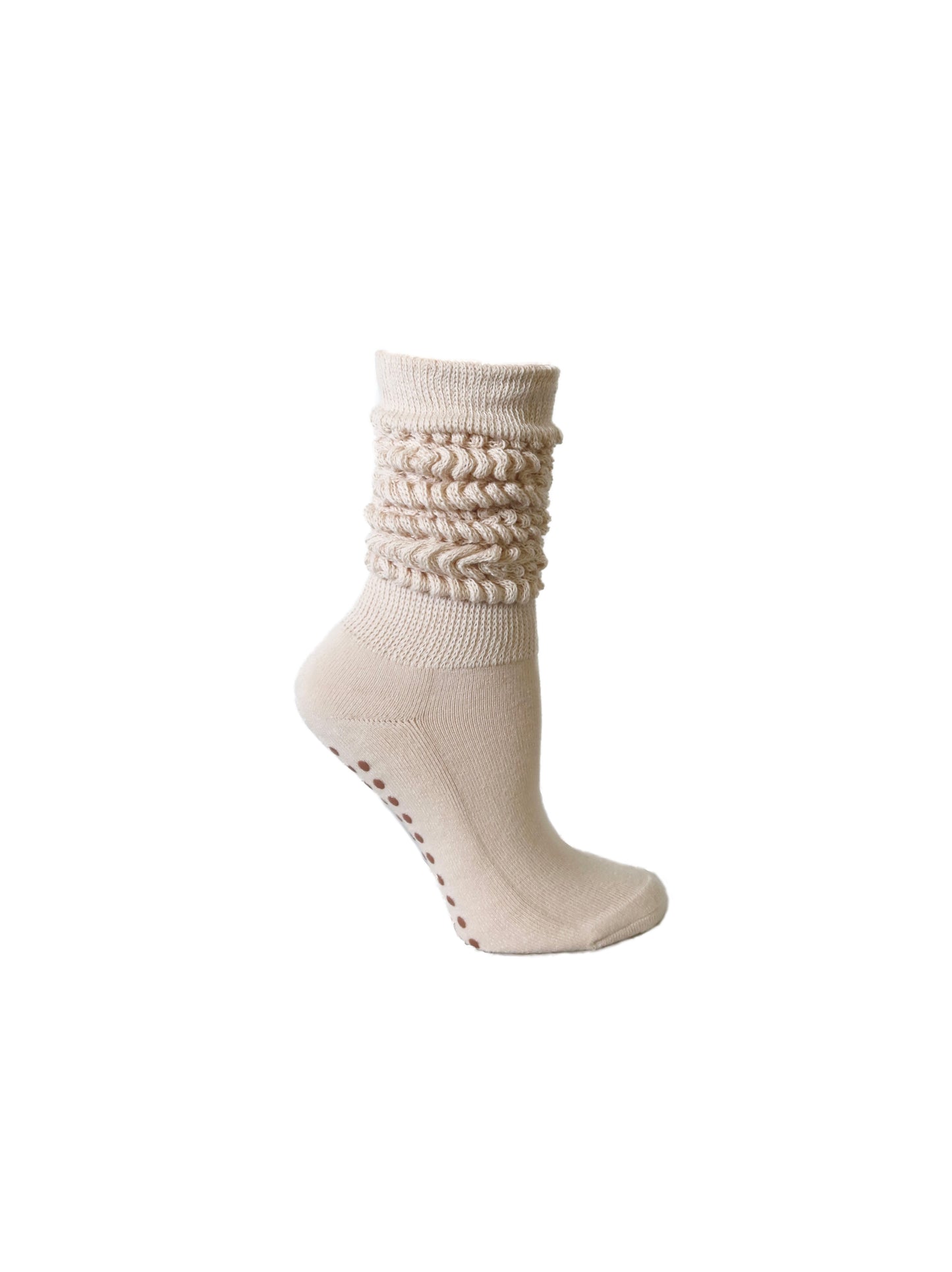 Cream Slouchy Grip Sock