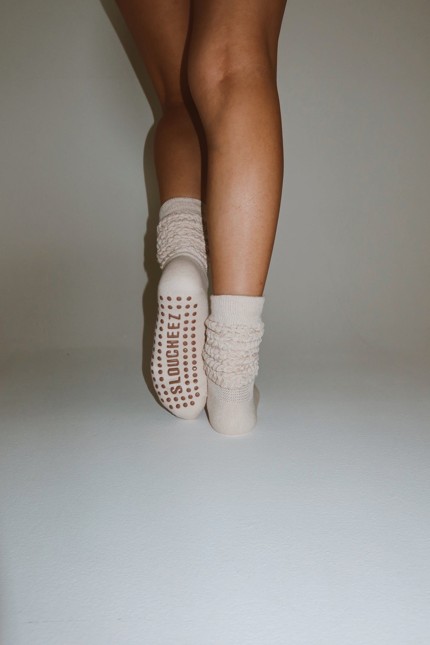 Cream Slouchy Grip Sock